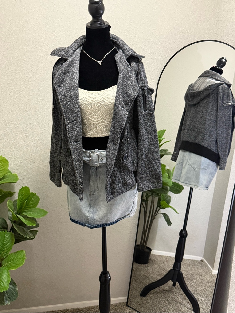 Ambiance Gray Hooded Pea Coat